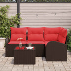 Gartensofa-set 5 pcs Braun Poly-Rattan