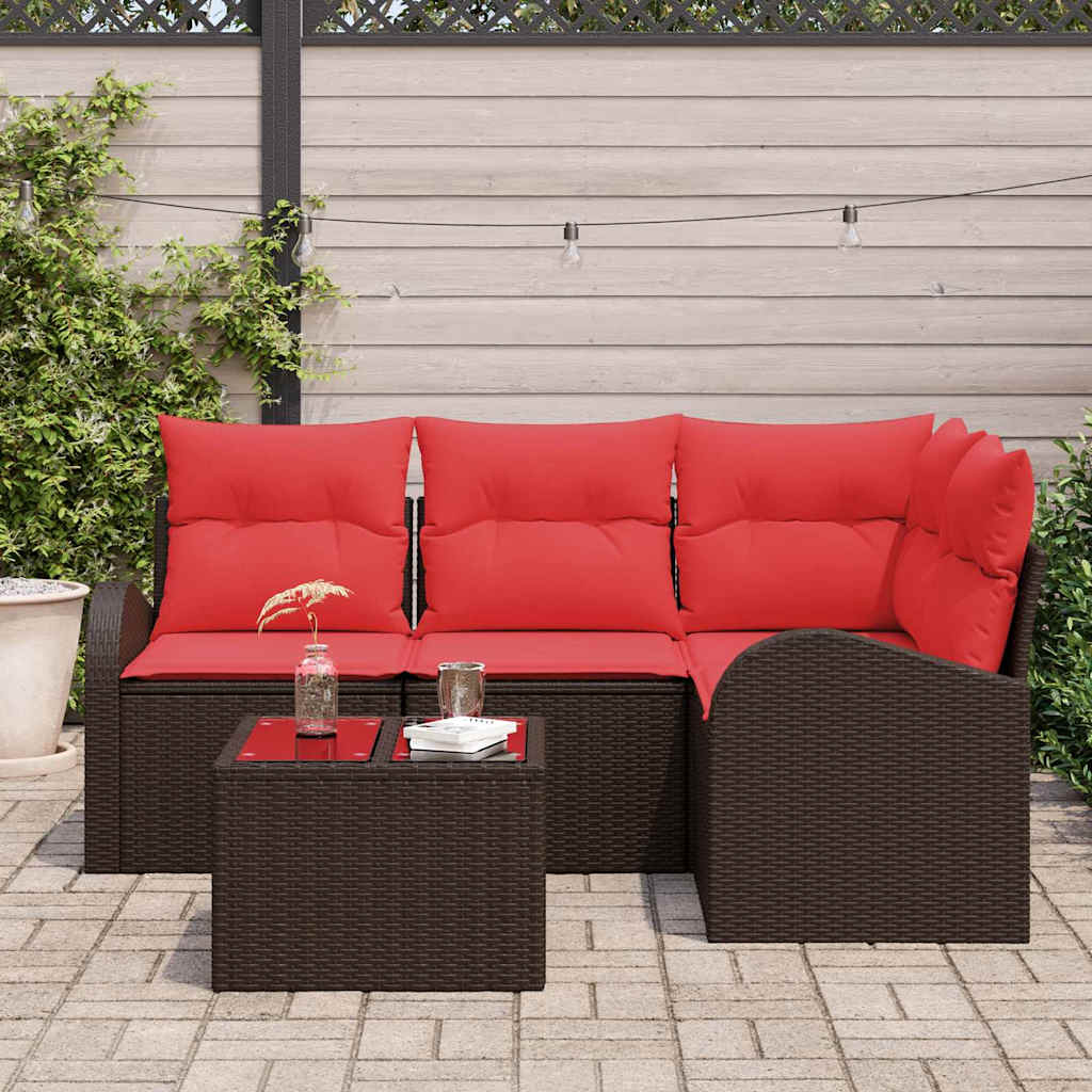 Gartensofa-set 5 pcs Braun Poly-Rattan