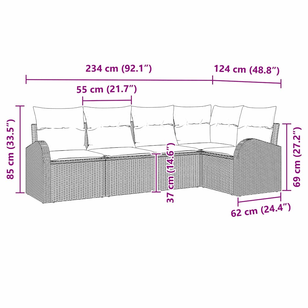 Sofa Set mit Kissen Schwarz Polyester
