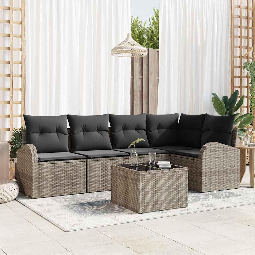 Sofa Set mit Kissen Grau Polyester