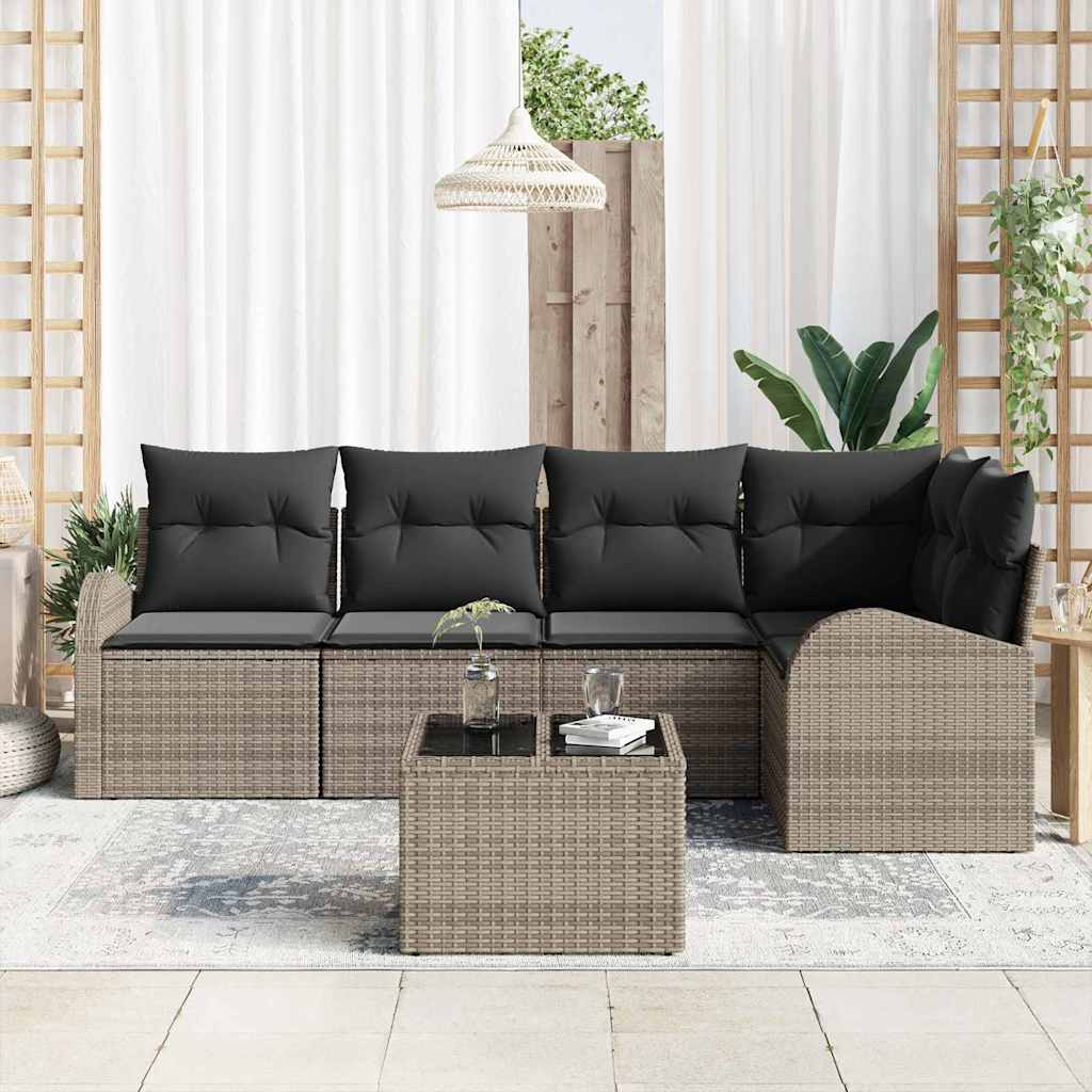 Sofa Set mit Kissen Grau Polyester