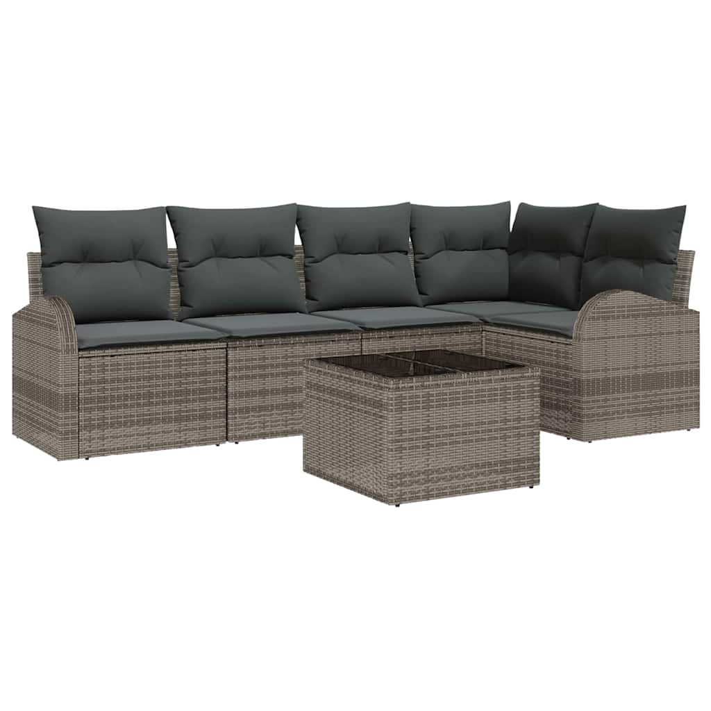 Sofa Set mit Kissen Grau Polyester