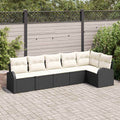Gartensofa-set 6 pcs Schwarz Poly-Rattan