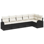 Gartensofa-set 6 pcs Schwarz Poly-Rattan