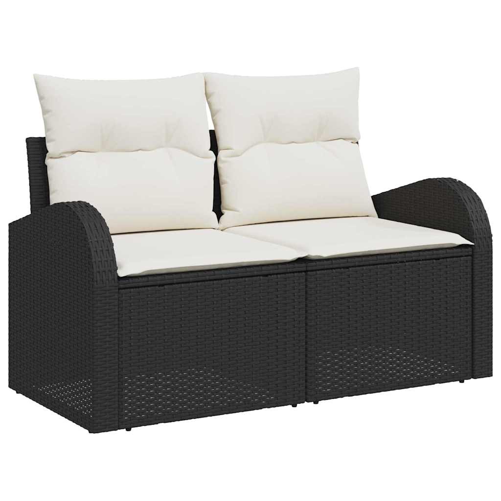 Gartensofa-set 6 pcs Schwarz Poly-Rattan