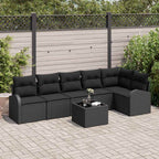Gartensofa-set Schwarz Poly-Rattan