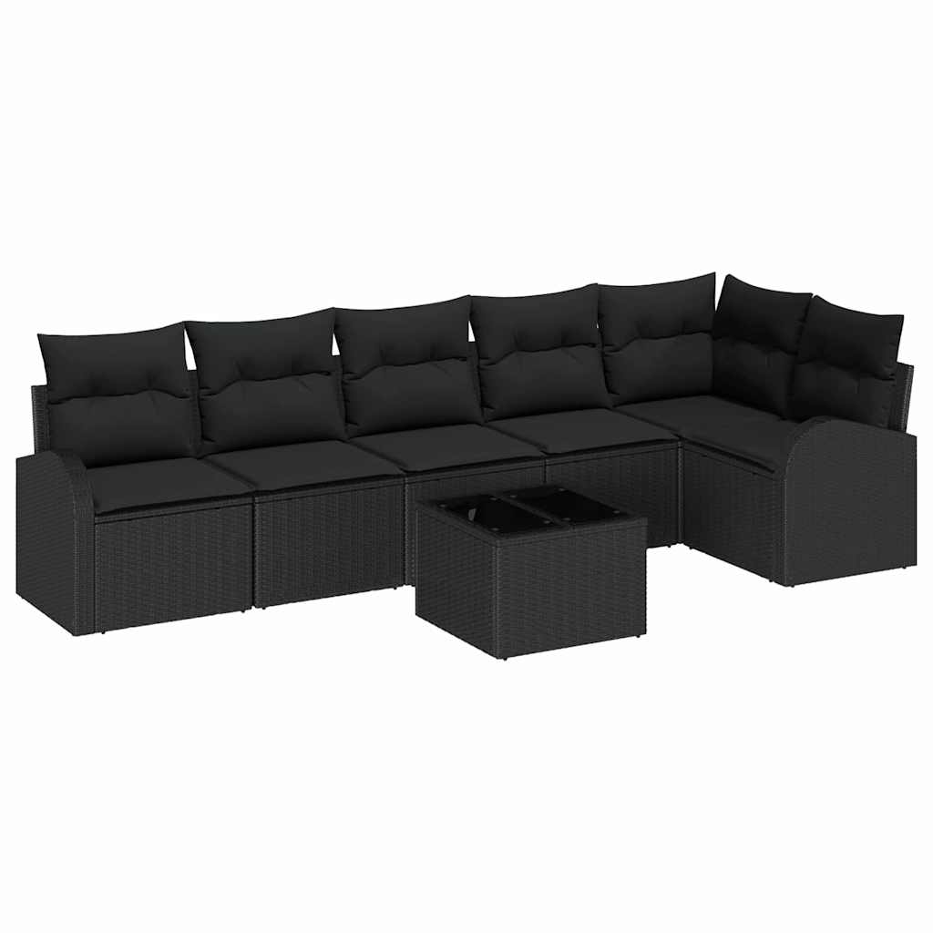 Gartensofa-set Schwarz Poly-Rattan
