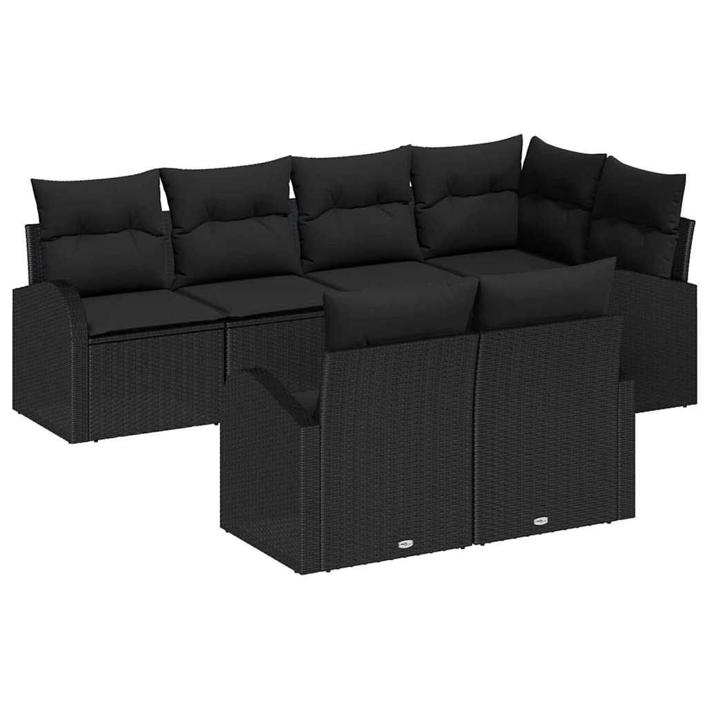 Gartensofa-set Schwarz Poly-Rattan