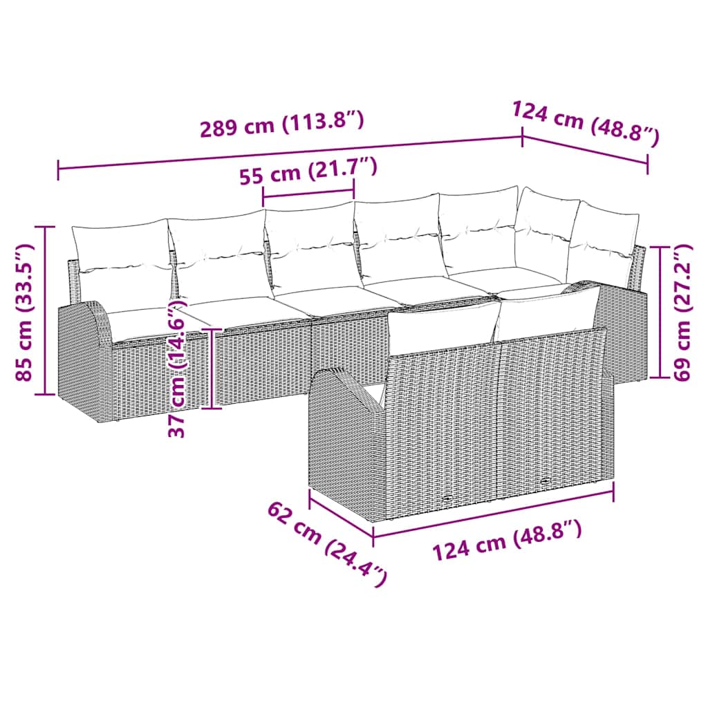 Gartensofa-set 8 pcs Poly-Rattan
