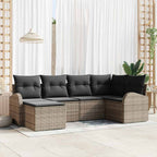 Gartensofa-set 6 pcs Grau Poly-Rattan
