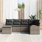 Gartensofa-set 6 pcs Grau Poly-Rattan