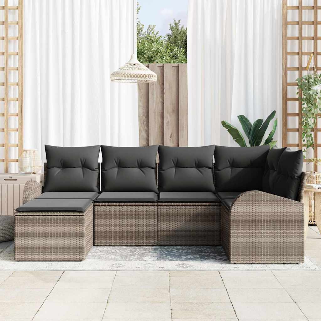 Gartensofa-set 6 pcs Grau Poly-Rattan