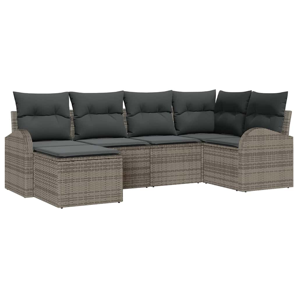 Gartensofa-set 6 pcs Grau Poly-Rattan