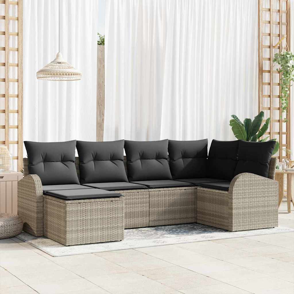 Gartensofa-set Hellgrau Poly-Rattan