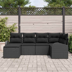 Gartensofa-set 6 pcs Schwarz Poly-Rattan