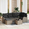 Gartensofa-set 7 pcs Grau Poly-Rattan
