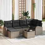 Gartensofa-set 7 pcs Grau Poly-Rattan
