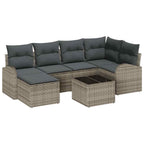 Gartensofa-set 7 pcs Grau Poly-Rattan