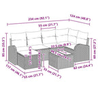 Gartensofa-set 7 pcs Hellgrau Poly-Rattan