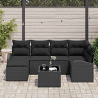 Gartensofa-set 7 pcs Schwarz Poly-Rattan
