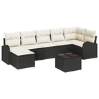 Garten-Sofa-Set mit Kissen 8 pcs Schwarz Poly Rattan