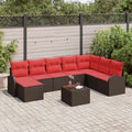 Gartensofa-set mit Kissen 9 pcs Braun Poly Rattan