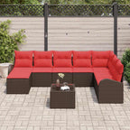Gartensofa-set mit Kissen 9 pcs Braun Poly Rattan