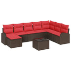 Gartensofa-set mit Kissen 9 pcs Braun Poly Rattan