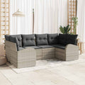Gartensofa-set mit Kissen 6 pcs Hellgrau Poly Rattan