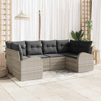 Gartensofa-set mit Kissen 6 pcs Hellgrau Poly Rattan