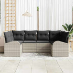 Gartensofa-set mit Kissen 6 pcs Hellgrau Poly Rattan