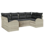 Gartensofa-set mit Kissen 6 pcs Hellgrau Poly Rattan