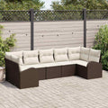 Gartensofa-set mit Kissen 7 pcs Braun Poly Rattan