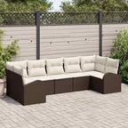 Gartensofa-set mit Kissen 7 pcs Braun Poly Rattan
