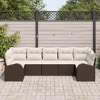 Gartensofa-set mit Kissen 7 pcs Braun Poly Rattan