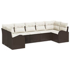 Gartensofa-set mit Kissen 7 pcs Braun Poly Rattan