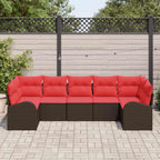 Gartensofa-set mit Kissen 7 pcs Braun Poly Rattan
