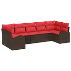 Gartensofa-set mit Kissen 7 pcs Braun Poly Rattan