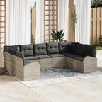 Sofa Set mit Kissen Hellgrau Poly Rattan