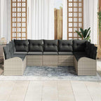 Sofa Set mit Kissen Hellgrau Poly Rattan