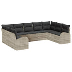 Sofa Set mit Kissen Hellgrau Poly Rattan