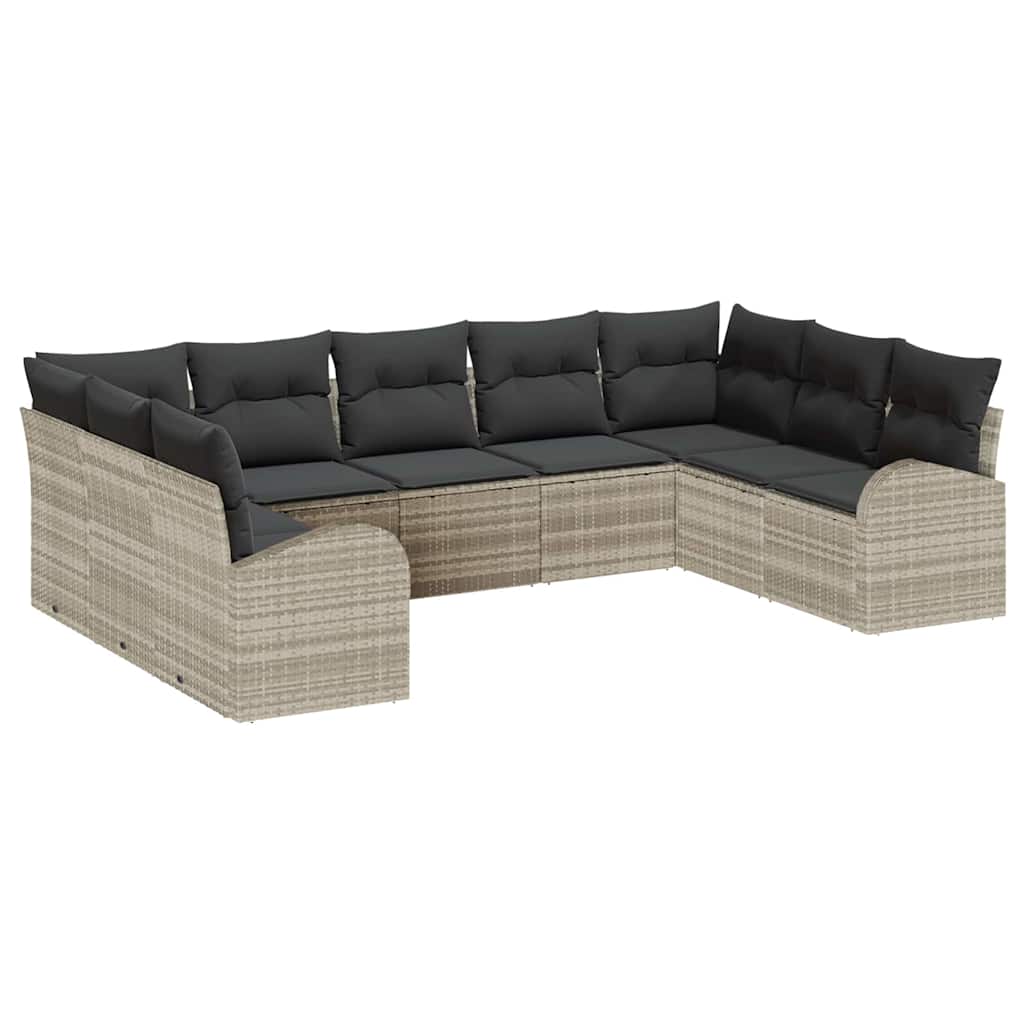 Sofa Set mit Kissen Hellgrau Poly Rattan