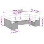 Sofa Set mit Kissen Hellgrau Poly Rattan
