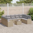 Sofa Set mit Kissen 10 pcs Beige Poly Rattan