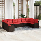 Sofa Set mit Kissen 10 pcs Braun Poly Rattan