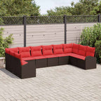 Sofa Set mit Kissen 10 pcs Braun Poly Rattan