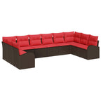 Sofa Set mit Kissen 10 pcs Braun Poly Rattan
