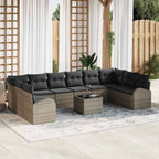 Sofa Set mit Kissen 11 pcs Grau Polyrattan