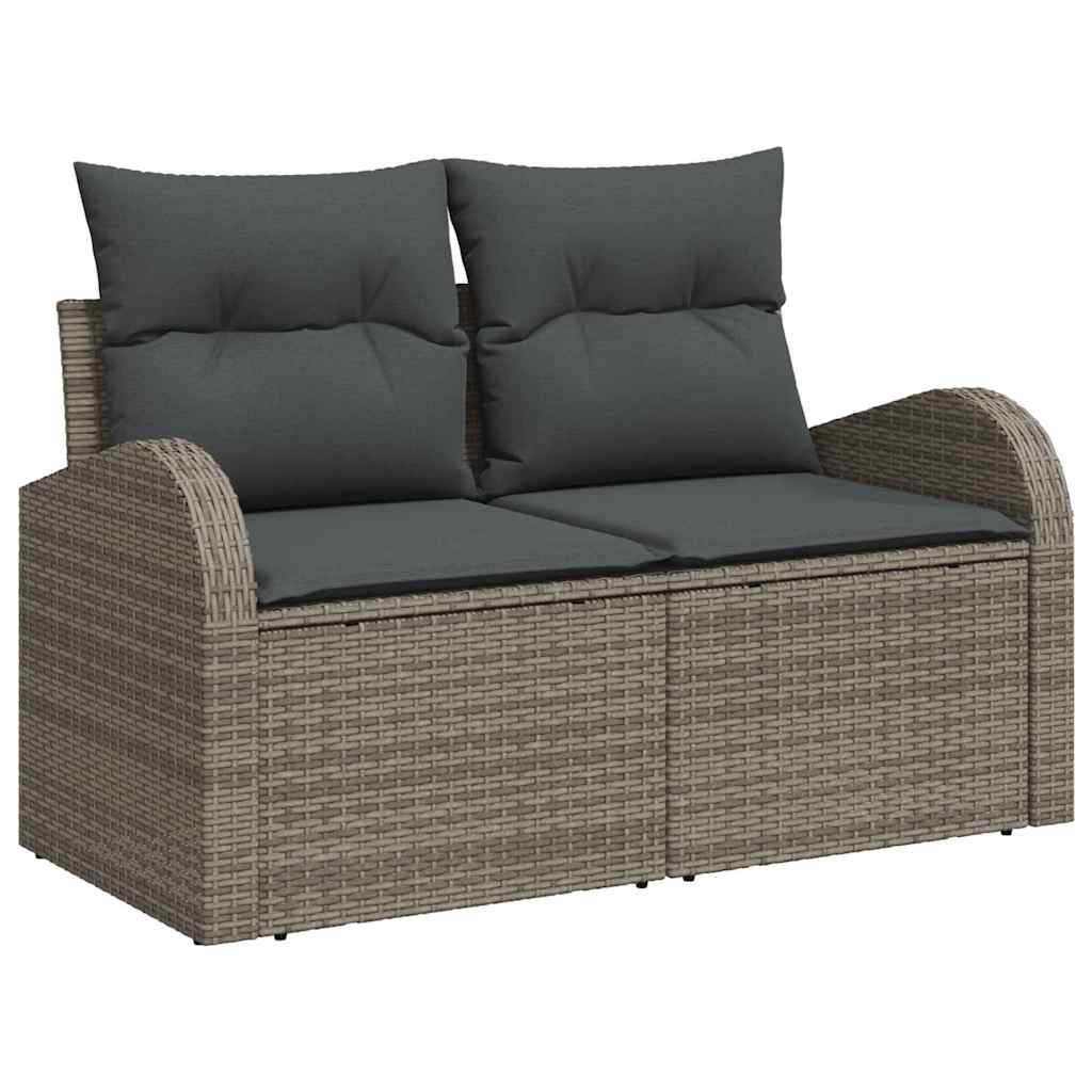 Sofa Set mit Kissen 11 pcs Grau Polyrattan