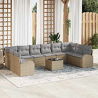 Sofa Set mit Kissen 11 pcs Beige Polyrattan